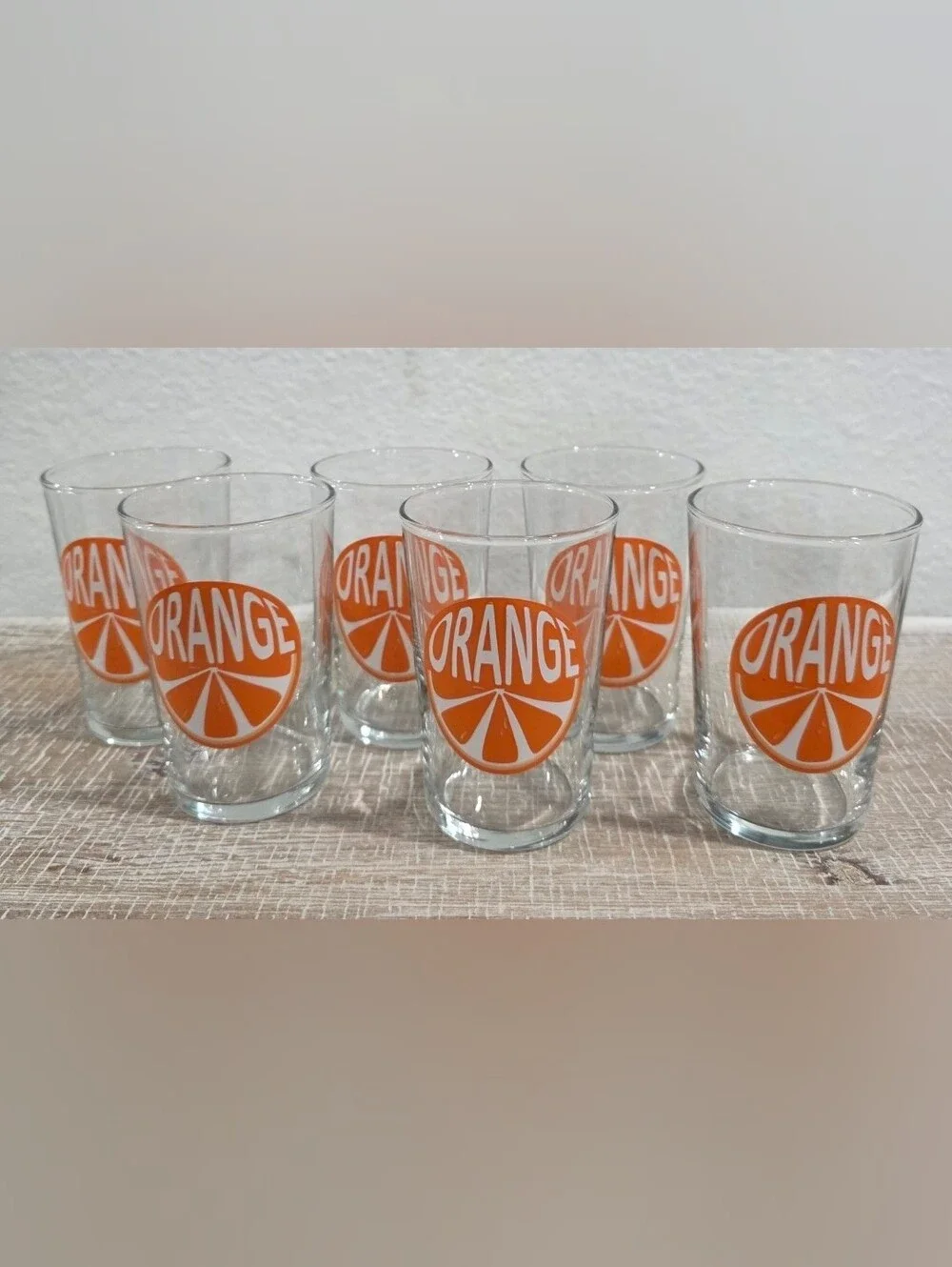 Vtg. Luminarc Orange Logo Glasses - Set of 6